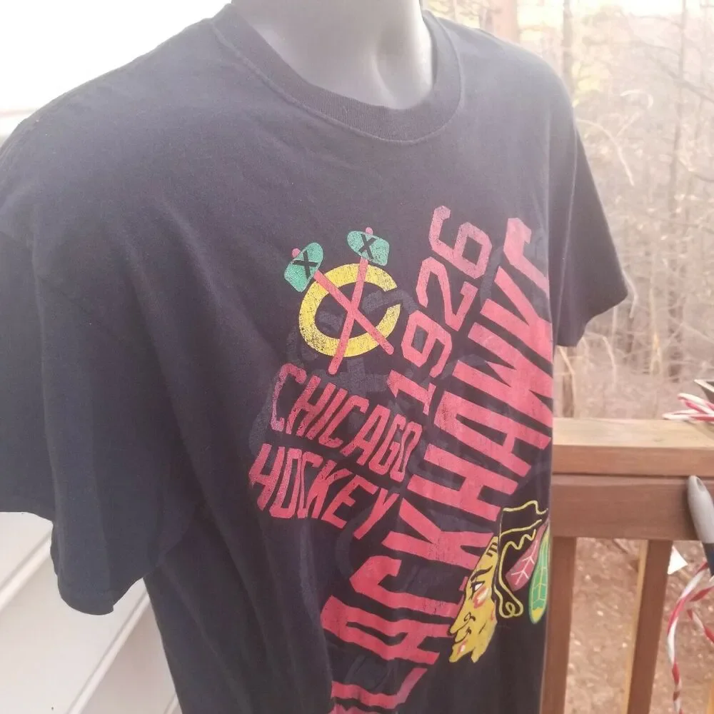CHICAGO BLACKHAWKS T-Shirt Mens XL Hockey 1926 Black NHL Ice Hockey